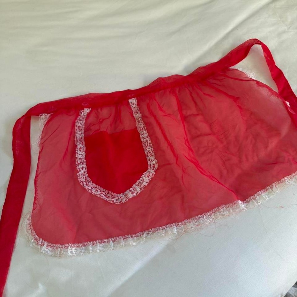 50s vintage red apron one size - Picture 3 of 3